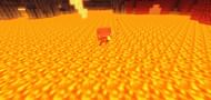 Shown: A Strider striding through a large lava pool (Image via Minecraft)